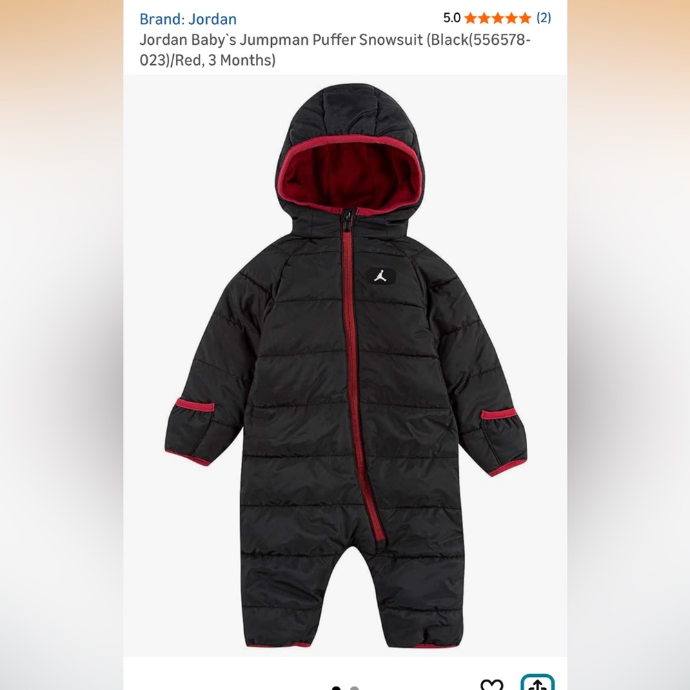 Jordan Baby Jumpman Puffer Snowsuit Size Newborn